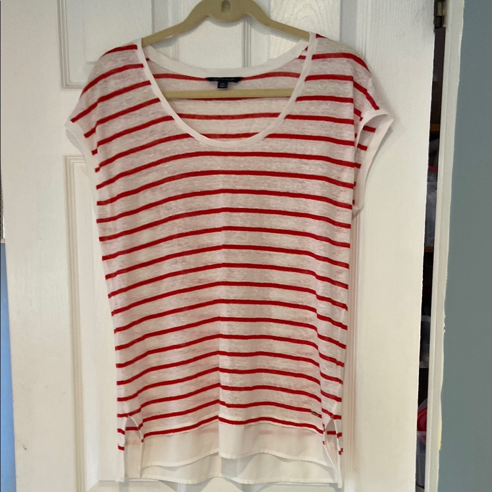 Tommy Hilfiger Red and White Striped Women's Top
